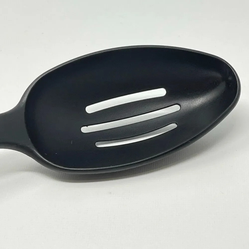 Pampered Chef Kitchen Utensil Black Slotted Serving Cooking Spoon Vintage